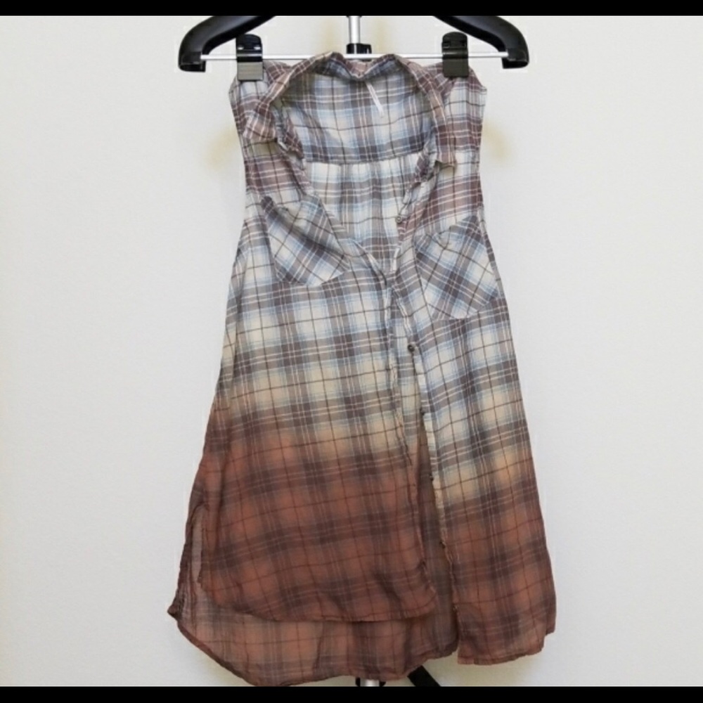 Free people long plaid shirt tunic